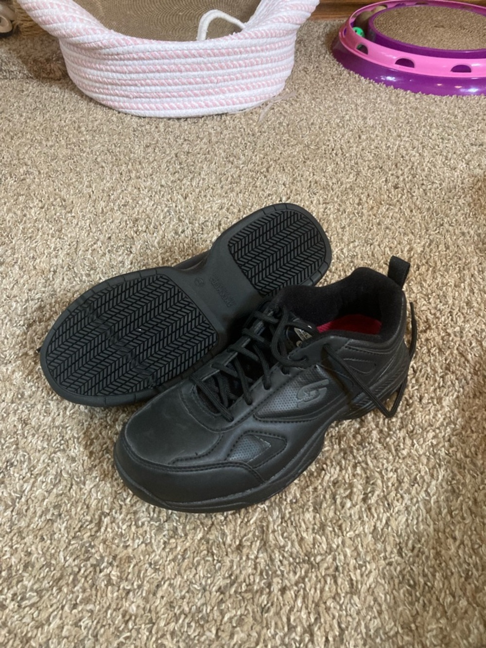 Skechers Black Women’s   Lace-Up Slip Resistant Work Sneakers with Red Lining